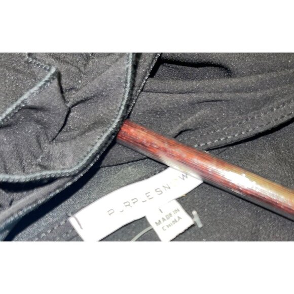 NEW! Purple Snow Black Ruffle V-Neck Knee Length Dress Size Large - Picture 5 of 6